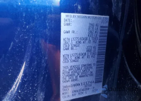 2024 Nissan Titan Xd Sv z USA, uszkodzony, nr VIN 1N6AA1FB0RN115744